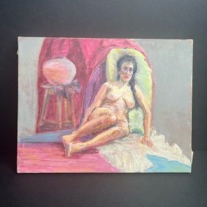 Vintage oil paining nude woman